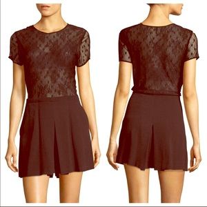 Maje Jewel Neck black lace romper playsuit dress